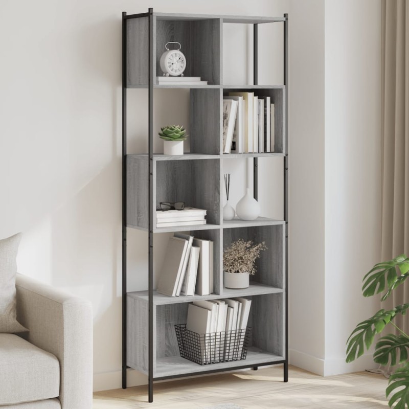 vidaXL Estantería madera de ingeniería gris Sonoma 72x28x172 cm vidaXL Estantería madera de ingeniería gris Sonoma 72x28x172 cm