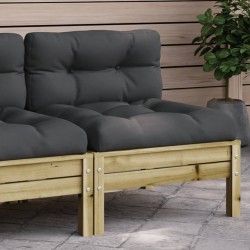 vidaXL Sofá jardín sin reposabrazos con cojines madera pino impregnada
