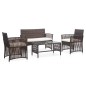 vidaXL Set muebles de jardín 4 piezas y cojines ratán sintético marrón vidaXL Set muebles de jardín 4 piezas y cojines ratán sintético marrón