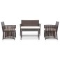 vidaXL Set muebles de jardín 4 piezas y cojines ratán sintético marrón vidaXL Set muebles de jardín 4 piezas y cojines ratán sintético marrón