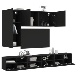 vidaXL Muebles de TV de pared 5 piezas madera de ingeniería negro