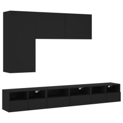 vidaXL Muebles de TV de pared 5 piezas madera de ingeniería negro