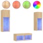 vidaXL Muebles de TV de pared con luces LED 4 piezas roble Sonoma