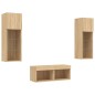 vidaXL Muebles de TV de pared con luces LED 4 piezas roble Sonoma