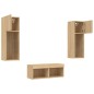 vidaXL Muebles de TV de pared con luces LED 4 piezas roble Sonoma