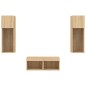 vidaXL Muebles de TV de pared con luces LED 4 piezas roble Sonoma