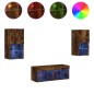 vidaXL Muebles de TV de pared con luces LED 4 piezas roble ahumado