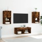 vidaXL Muebles de TV de pared con luces LED 4 piezas roble ahumado