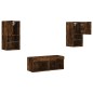 vidaXL Muebles de TV de pared con luces LED 4 piezas roble ahumado