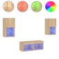 vidaXL Muebles de TV de pared con luces LED 4 piezas roble Sonoma vidaXL Muebles de TV de pared con luces LED 4 piezas roble Sonoma