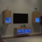 vidaXL Muebles de TV de pared con luces LED 4 piezas roble Sonoma vidaXL Muebles de TV de pared con luces LED 4 piezas roble Sonoma