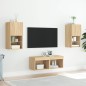 vidaXL Muebles de TV de pared con luces LED 4 piezas roble Sonoma vidaXL Muebles de TV de pared con luces LED 4 piezas roble Sonoma