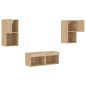 vidaXL Muebles de TV de pared con luces LED 4 piezas roble Sonoma vidaXL Muebles de TV de pared con luces LED 4 piezas roble Sonoma