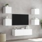 vidaXL Muebles de TV de pared con luces LED 5 piezas blanco