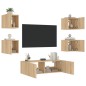 vidaXL Muebles de TV de pared con luces LED 5 piezas roble Sonoma