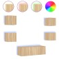vidaXL Muebles de TV de pared con luces LED 5 piezas roble Sonoma