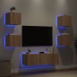 vidaXL Muebles de TV de pared con luces LED 5 piezas roble Sonoma