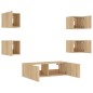 vidaXL Muebles de TV de pared con luces LED 5 piezas roble Sonoma