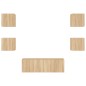 vidaXL Muebles de TV de pared con luces LED 5 piezas roble Sonoma