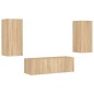 vidaXL Muebles de TV de pared con luces LED 3 piezas roble Sonoma vidaXL Muebles de TV de pared con luces LED 3 piezas roble Sonoma