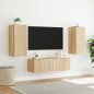 vidaXL Muebles de TV de pared con luces LED 3 piezas roble Sonoma vidaXL Muebles de TV de pared con luces LED 3 piezas roble Sonoma