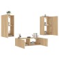 vidaXL Muebles de TV de pared con luces LED 3 piezas roble Sonoma vidaXL Muebles de TV de pared con luces LED 3 piezas roble Sonoma