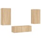 vidaXL Muebles de TV de pared con luces LED 3 piezas roble Sonoma vidaXL Muebles de TV de pared con luces LED 3 piezas roble Sonoma