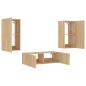 vidaXL Muebles de TV de pared con luces LED 3 piezas roble Sonoma vidaXL Muebles de TV de pared con luces LED 3 piezas roble Sonoma