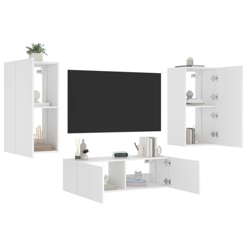 vidaXL Muebles de TV de pared con luces LED 3 piezas blanco vidaXL Muebles de TV de pared con luces LED 3 piezas blanco