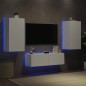vidaXL Muebles de TV de pared con luces LED 3 piezas blanco vidaXL Muebles de TV de pared con luces LED 3 piezas blanco
