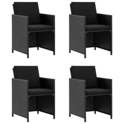 vidaXL Set de comedor de jardín 5 pzas y cojines ratán sintético negro