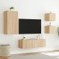 vidaXL Muebles de TV de pared con luces LED 4 piezas roble Sonoma vidaXL Muebles de TV de pared con luces LED 4 piezas roble Sonoma