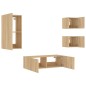 vidaXL Muebles de TV de pared con luces LED 4 piezas roble Sonoma vidaXL Muebles de TV de pared con luces LED 4 piezas roble Sonoma