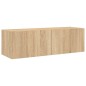 vidaXL Muebles de TV de pared con luces LED 4 piezas roble Sonoma vidaXL Muebles de TV de pared con luces LED 4 piezas roble Sonoma
