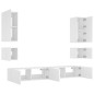 vidaXL Muebles de TV de pared con luces LED 6 piezas blanco
