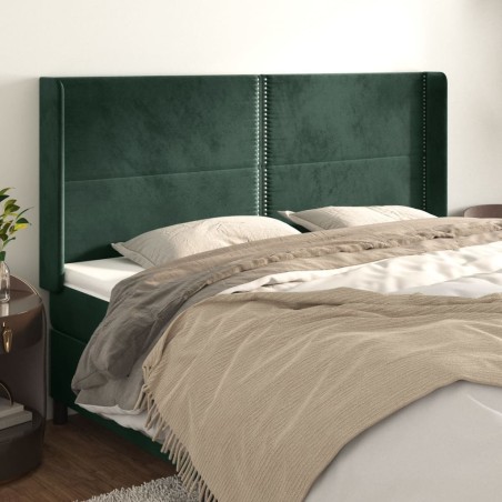 vidaXL Cabecero con orejas de terciopelo verde oscuro 163x16x118/128cm