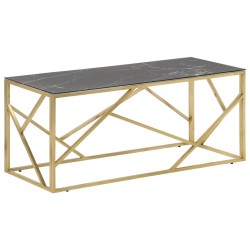 vidaXL Mesa de centro dorada acero inoxidable y vidrio templado