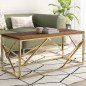 vidaXL Mesa de centro de acero inoxidable dorado y madera maciza vidaXL Mesa de centro de acero inoxidable dorado y madera maciza