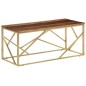 vidaXL Mesa de centro de acero inoxidable dorado y madera maciza vidaXL Mesa de centro de acero inoxidable dorado y madera maciza
