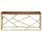 vidaXL Mesa de centro de acero inoxidable dorado y madera maciza vidaXL Mesa de centro de acero inoxidable dorado y madera maciza