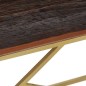 vidaXL Mesa de centro de acero inoxidable dorado y madera maciza vidaXL Mesa de centro de acero inoxidable dorado y madera maciza