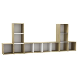 vidaXL Muebles de salón 5 pzas madera ingeniería blanco y roble Sonoma