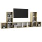 vidaXL Muebles de salón 5 pzas madera ingeniería blanco y roble Sonoma