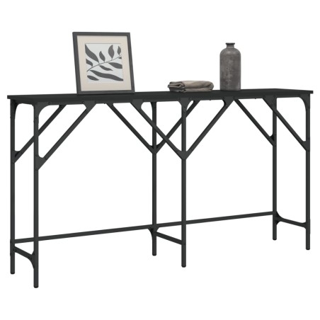 vidaXL Mesa consola madera de ingeniería negra 140x29x75 cm