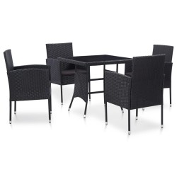 vidaXL Juego de comedor de jardín 5 piezas de ratán sintético negro