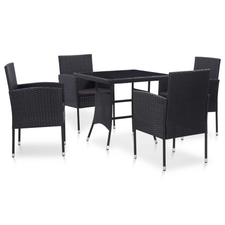 vidaXL Juego de comedor de jardín 5 piezas de ratán sintético negro