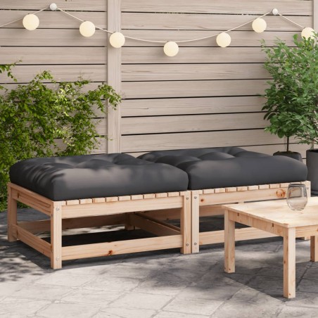 vidaXL Taburetes de jardín con cojines 2 uds madera maciza de pino