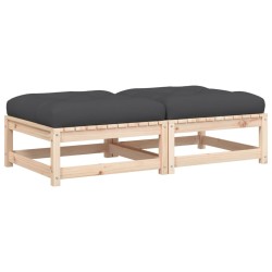 vidaXL Taburetes de jardín con cojines 2 uds madera maciza de pino