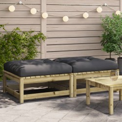 vidaXL Taburetes de jardín con cojines 2 uds madera de pino impregnada