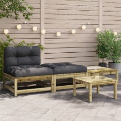 vidaXL Sofá de jardín sin reposabrazos con cojines y reposapiés
